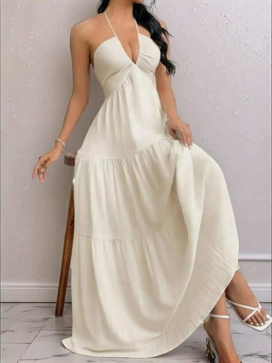 Louie Sand Sleeveless A-Line Summer Dress – Casual Beach & Party Wear
